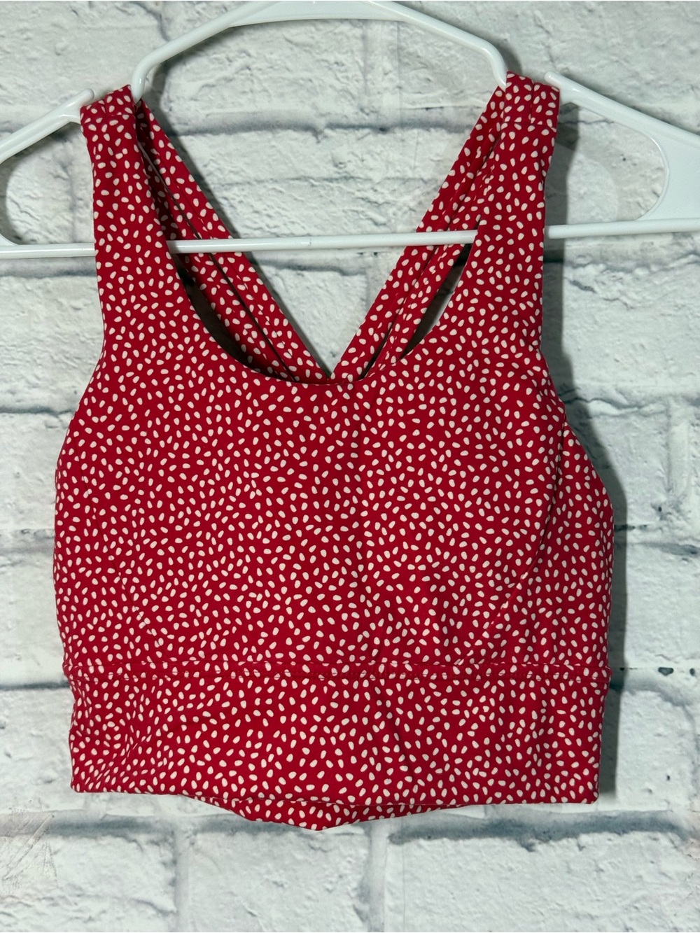 BuffBunny Red & White Printed Cross-Back Sports Bra, Small